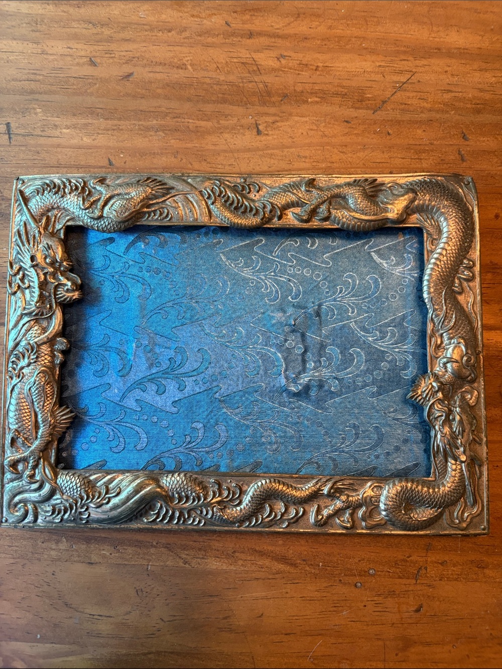 Bronze Dragon Embossed Picture Frame in Blue - Unbranded